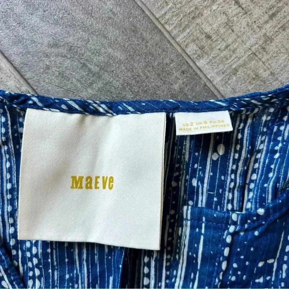 Anthropologie Maeve Blue and White Top | size 2 - Picture 3 of 6